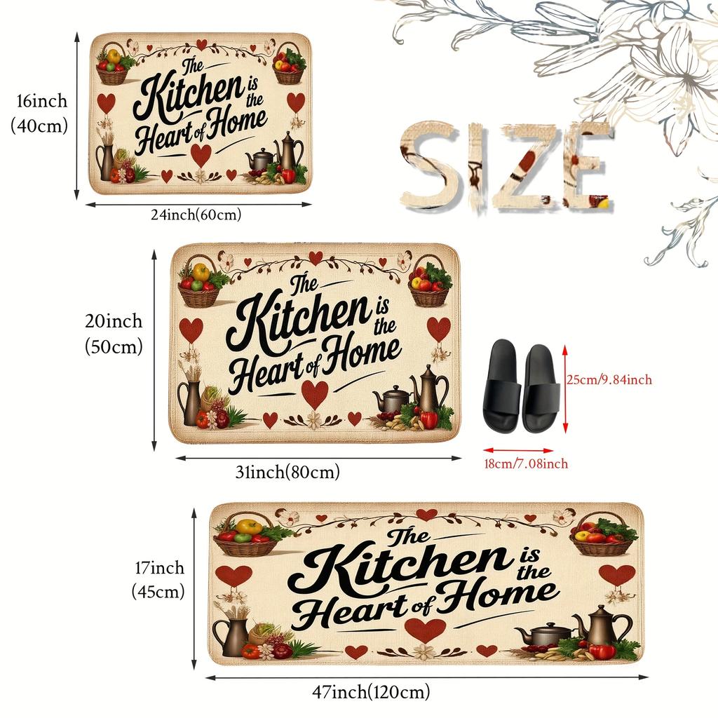 1Pcs Farmhouse  Print Waterproof Non-Slip Thick Cushioned Kitchen Mat Heavy Duty Comfort Standing Mat for Kitchen Bathroom