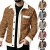 Men's Casual Flannel Long Sleeve Shirt Jacket with Pockets, Leopard Print Outerwear