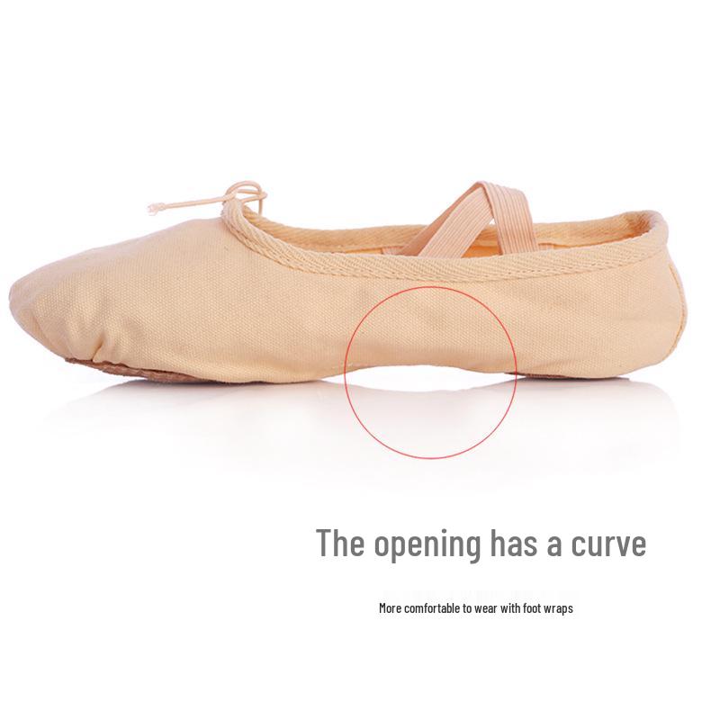 Girls Beige Ballet Dance Practice Shoes - Soft Sole, Flat Bottom, Cat Claw Design 33