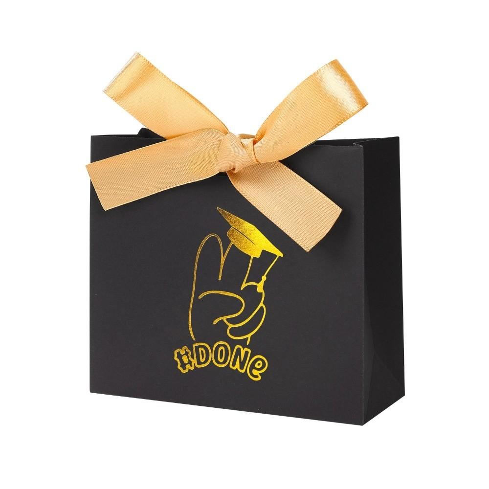 10Pcs Gilded Pattern Graduation Candy Box Black Graduation Gift Box  Party Supplies