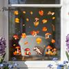 Maple Leaf Decorations 2PCS Autumn Hedgehog Static Window Clings, Fall Mushroom Glass Stickers, Decals No-Adhesive for Home Store Coffee Shop