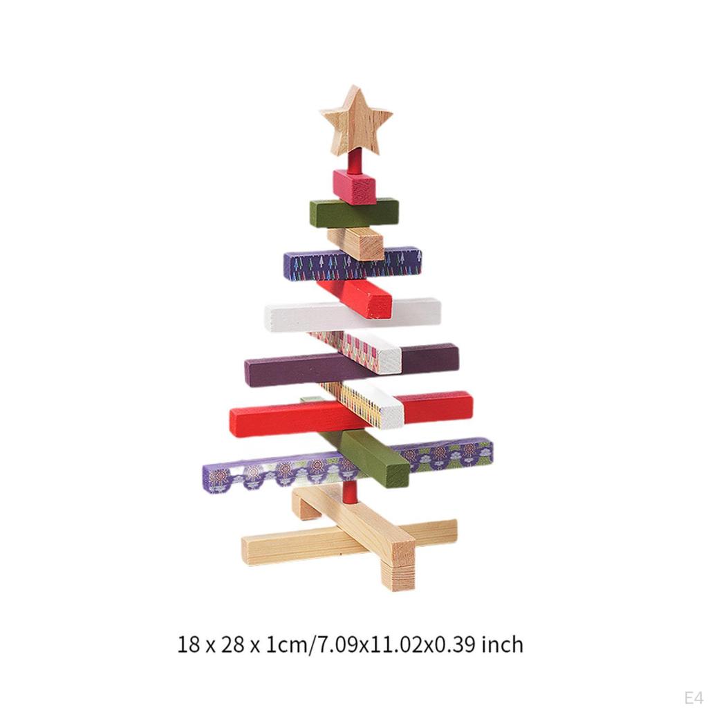 Christmas Tree Statue Wood Figurine Collectible for Home Decor Tabletop Ornament Sculpture