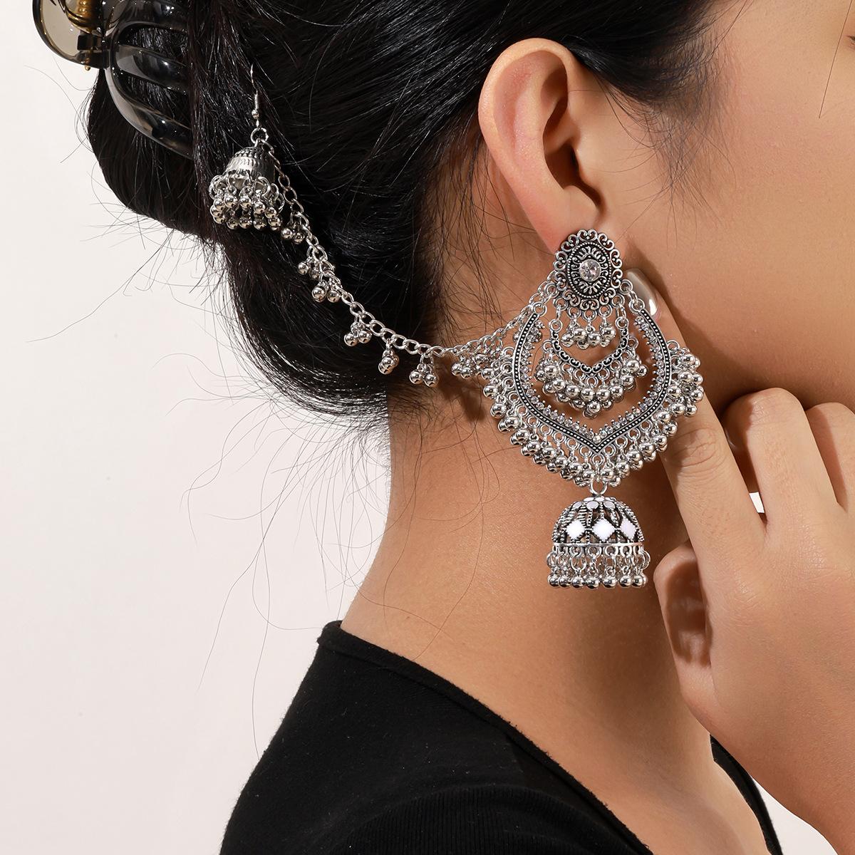 

Retro Water Drop Tassel Hollow One Pair Of Earrings, Heavy Industry Bohemian Ethnic Style Fashion Earrings