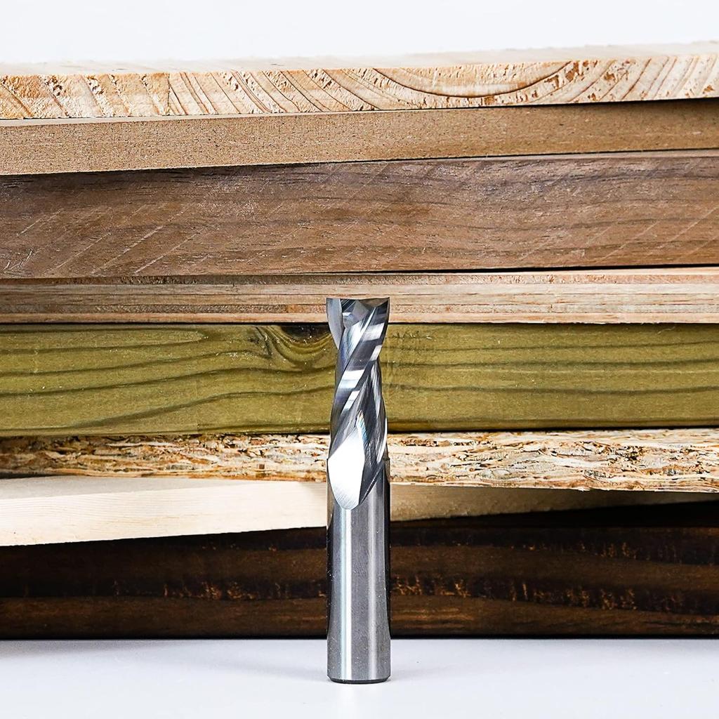 SpeTool Upcut Spiral CNC Router Bits with 1/2 Inch Shank , 1/2 Inch Cutting Diameter HRC55 Solid Carbide CNC End Mill for Wood Mortises and Cutting