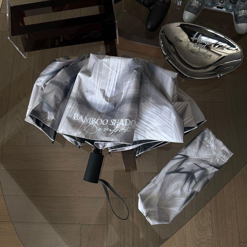 Trendy Bamboo Shadow Umbrella Female Good-looking Rain Dual-Use Vinyl Parasol Automatic Boys Niche Style Sun Umbrella Ins