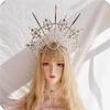 KC Halo Crown Lolita Sun Goddess Virgin Mary Spiked Halo Bride Crown Headpiece Halloween Costume Accessories Baroque Headwear
