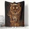 Fiery Golden Tiger Pattern Flannel Printed Blanket Suitable for All Seasons Suitable for Living Room Office Sofa and Travel