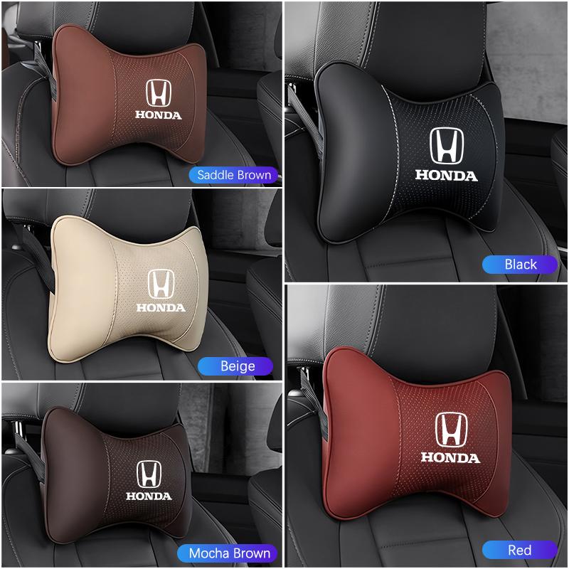 1Pcs Pu Leather Car Neck Pillow Auto Emblem Headrest For Honda Civic Accord Crosstour Spirior Odyssey Avancier UR-V Elysi Key