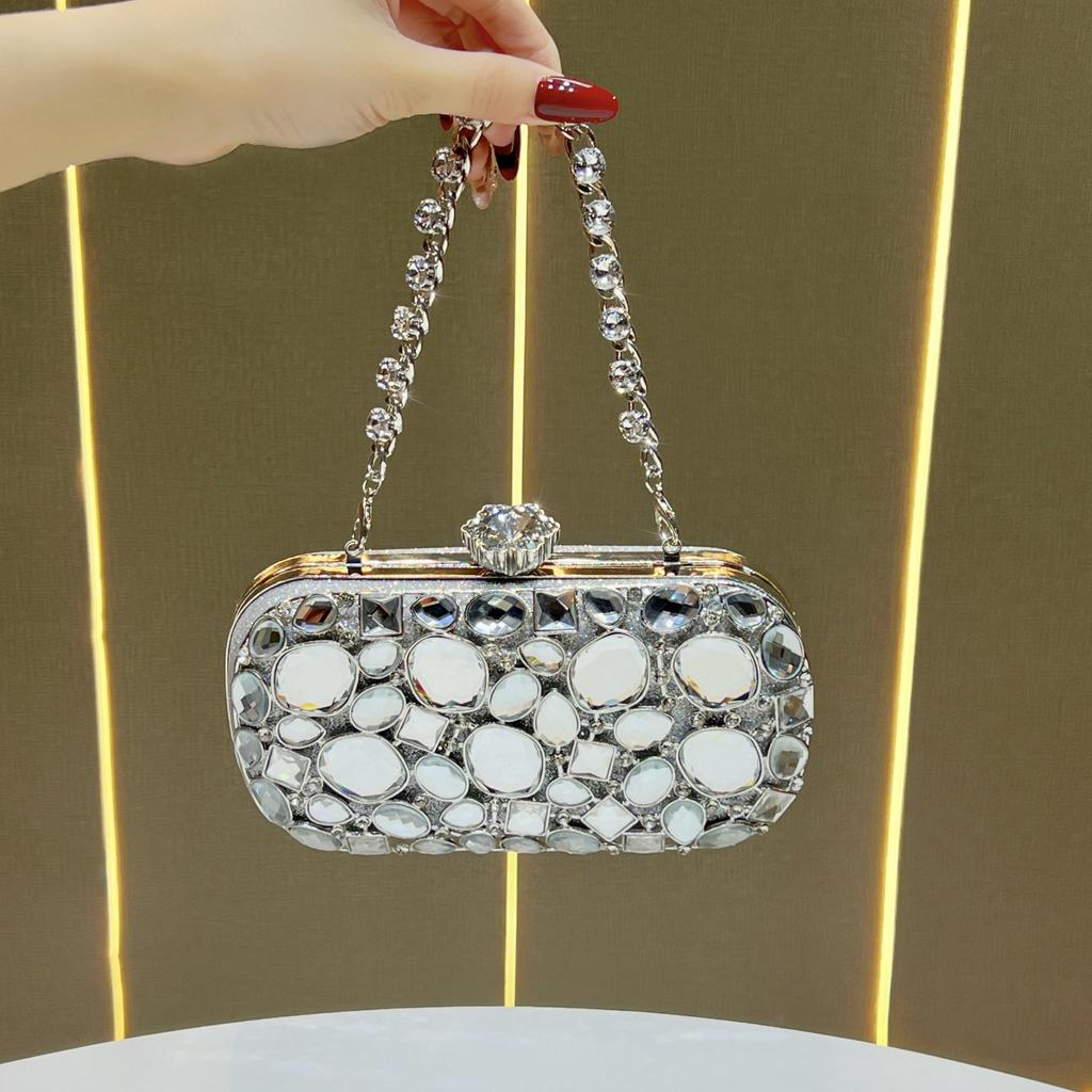 Evening Party Handbag, Slim Luxury Chain Bag, Evening Party Dress Bag, Diamond-encrusted Evening Bag