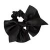 Elegant Black Satin Bow Headband with Elastic Hair Tie for French Bun