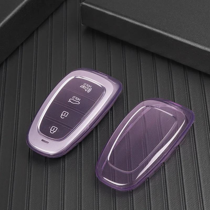 Soft Tpu Car Key Cover Transparent Case For Hyundai Elantra Grandeur Accent Solaris Sonata Palisade Kona Creta I20 I30 Ix35 Ix25