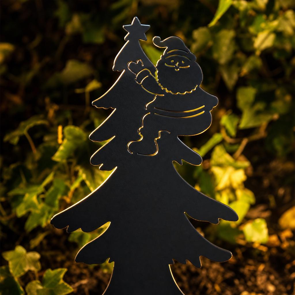 Metal Christmas Garden Stake Santa Claus Yard Decoration Outdoor Holiday Metal Art Sculpture for Lawn Patio