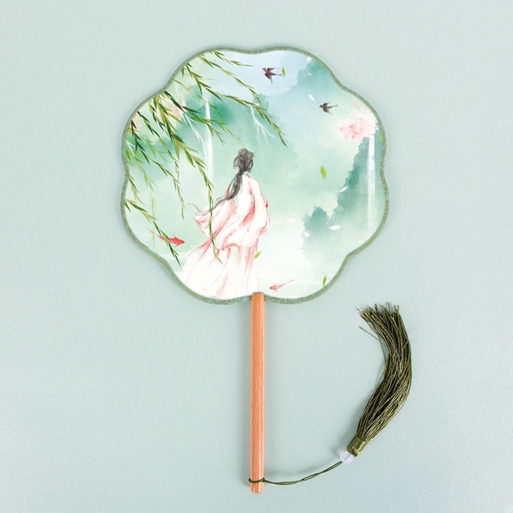 Tassels Embroidery Fan Handheld Silk Fan Ancient Chinese Style Round Fan  Home Decor