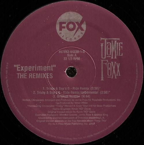 12inch Record JAMIE FOXX  Experiment The Remixes 07863642381 FOX 199 US Dance  Electronica Used