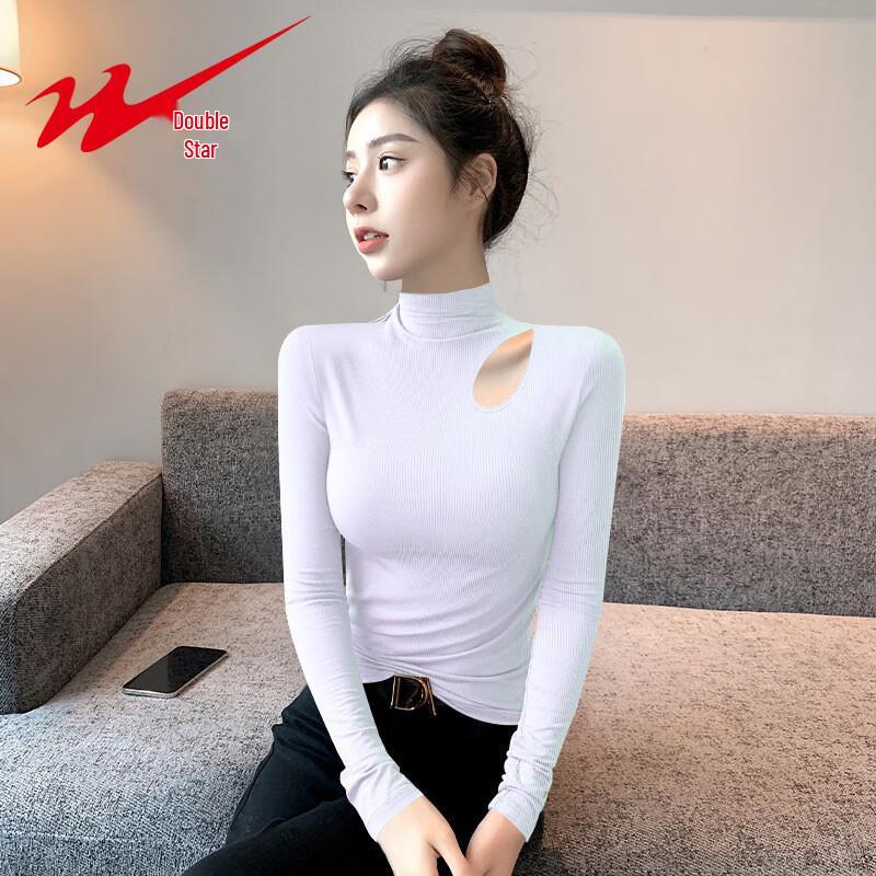 Women s Ribbed Hollow Out Long Sleeve T-Shirt S