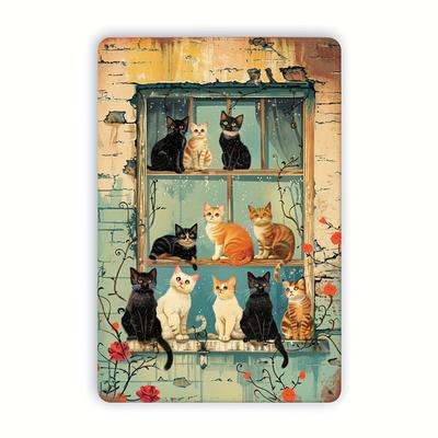 [ Katzenwandschild] WhimsyCat Metallwandschild - Rustikale Eisen-Katzen-Silhouette-Kunst, Innen-/Außendekoration für Zuhause, Café, Bar, Garage