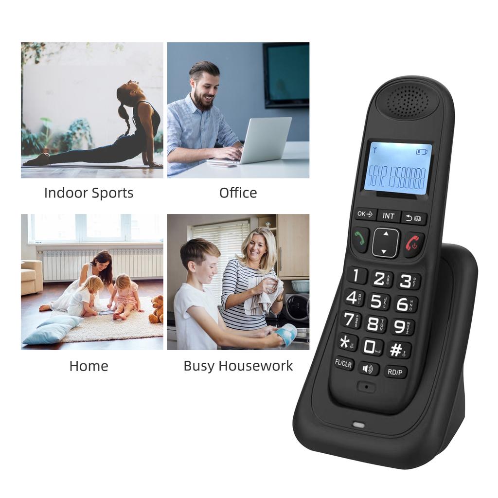 Expandable Cordless Phone System With 3 Lines Display Caller Id Support 5 Handsets Connection 50 Phone Book Memories