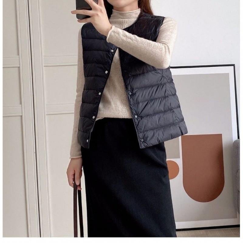 Womens Short Lightweight Down Vest 2026 Fall Winter Thin Warm Puffer Without Sleeves Slim Fit Urban Style