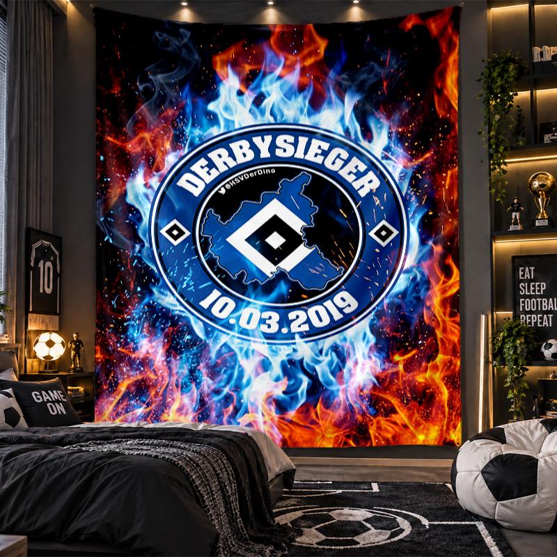 Nástěnná tapisérie Hamburger SV Fotbalový potisk Látka do obývacího pokoje Ložnice Domácí dekorace