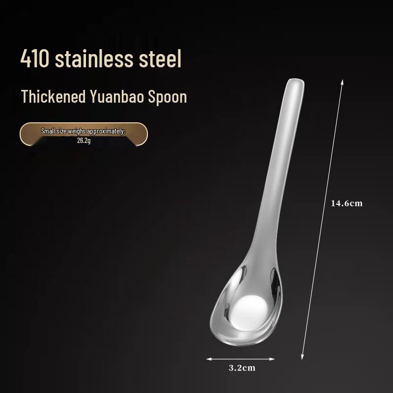Wutuo 410 Stainless Steel Long Handle Yuanbao Dining Spoons