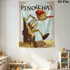 Pinocchio Fairy Tale Tapestry, Two Puppet Friends Print Wall Hanging Tapestry for Bedroom Living Room Background Decor