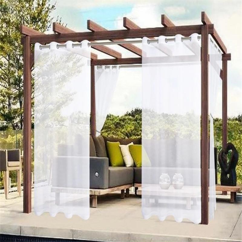 Outdoor Transparents Curtains Weatherproofs Eyelet Voile Curtains for Patioes Gazeboes