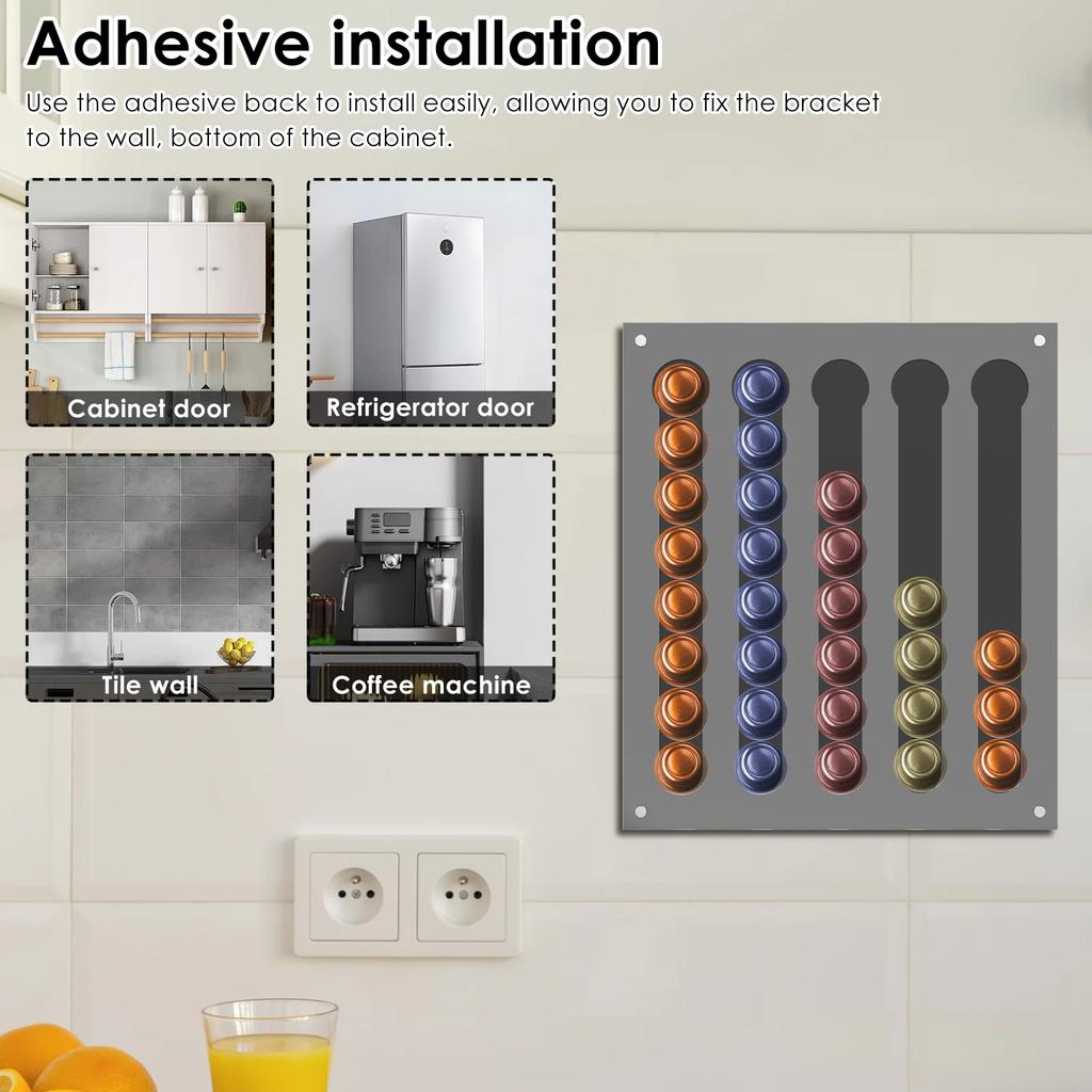 Magnetischer Kaffeepadhalter Wandmontiert Acryl Kaffeekapsel Aufbewahrungsregal Organizer für Küche Kühlschrank Wohnmobil Schranktür