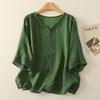 Mother's Summer T-shirt Tencel Linen Loose Casual Women's Blouse Solid Color Short-sleeved Bottoming Shirt