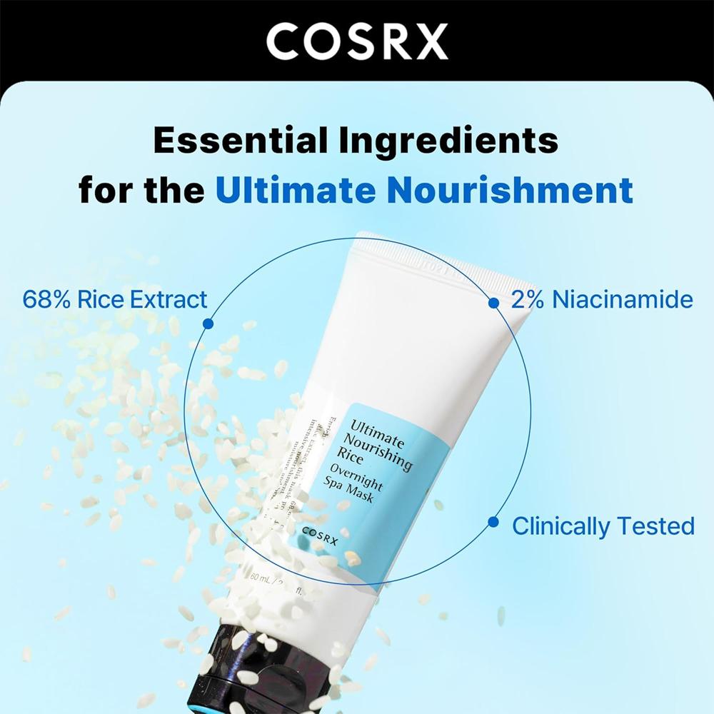 COSRX Ultimate Nourishing Rice Overnight Spa Mask 60ml Korean Whitening Moisturizing Face Cream