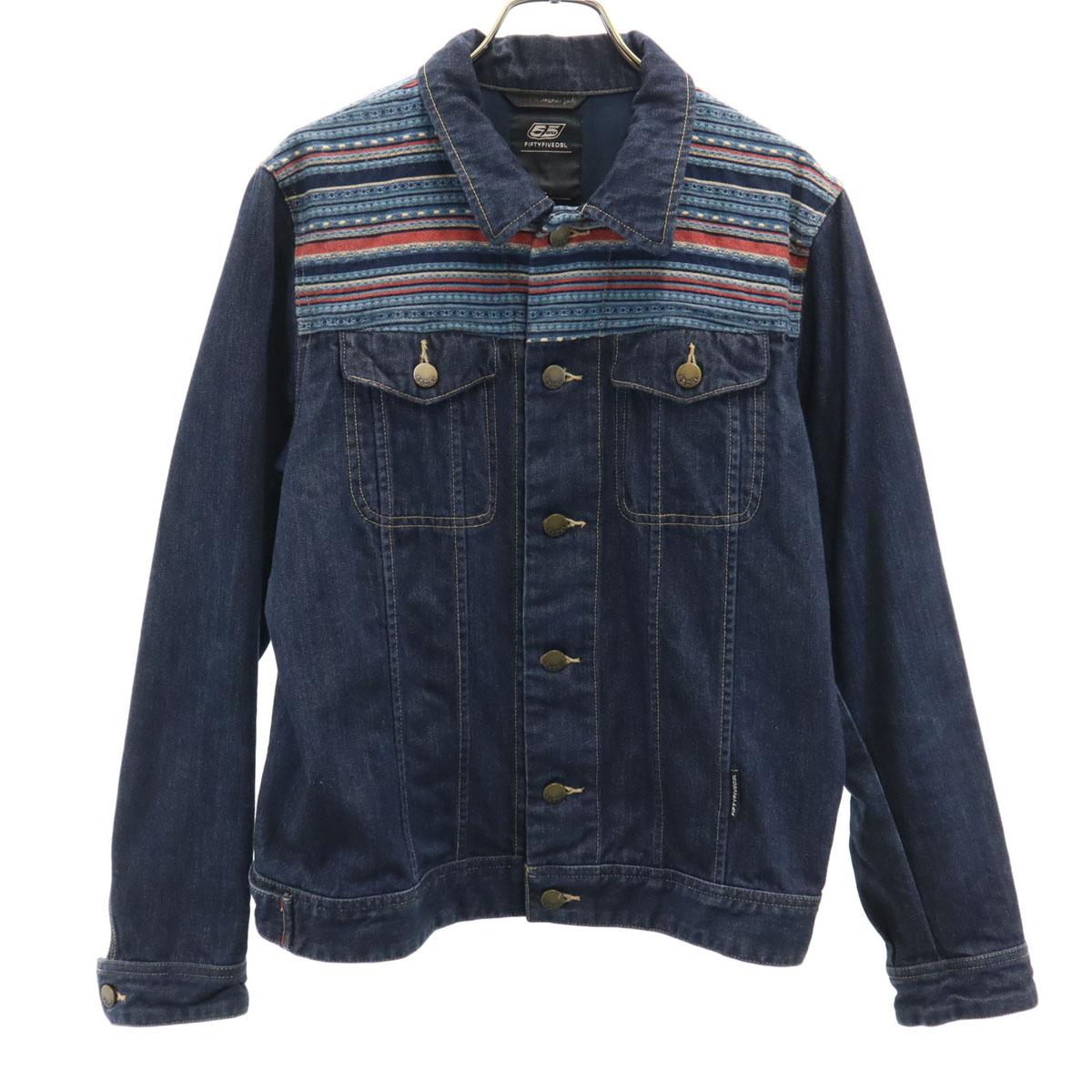 

55DSL Native Pattern Switching Denim Jacket S Indigo Denim jacket trucker Men s Used