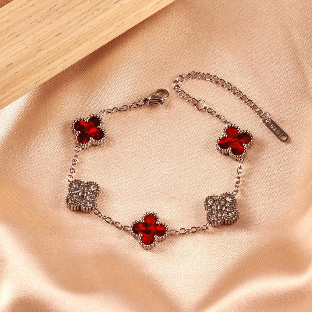 Four-leaf Clover Bracelet - Women's Luxury 18k Gold Plated Sparkling Bracelet