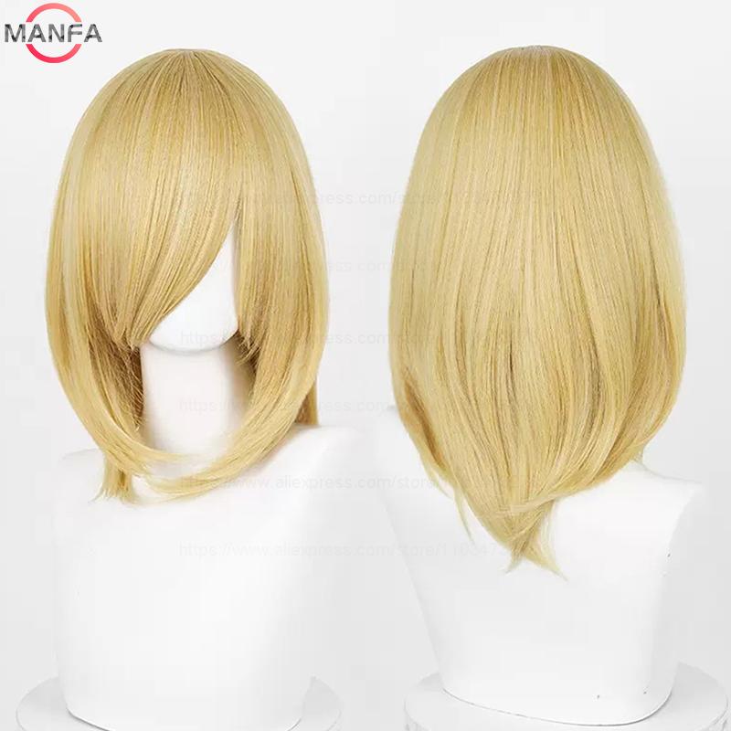 40cm Medium Basic Anime Cosplay Wig Bang Blond  Black White Red Pink Green Brown Gold Blue Heat Resistant Synthetic Hair Wigs