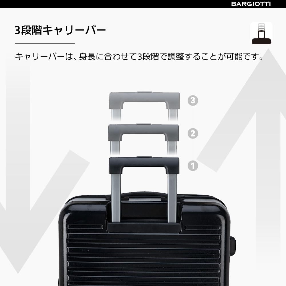 Front Open Carry Case with Expansion Front Hinomoto YKK Zipper S 45L [Bargiotti] Suitcase, Function, Open, Carry-on Bag, ABS+PC, Shockproof, Quiet,