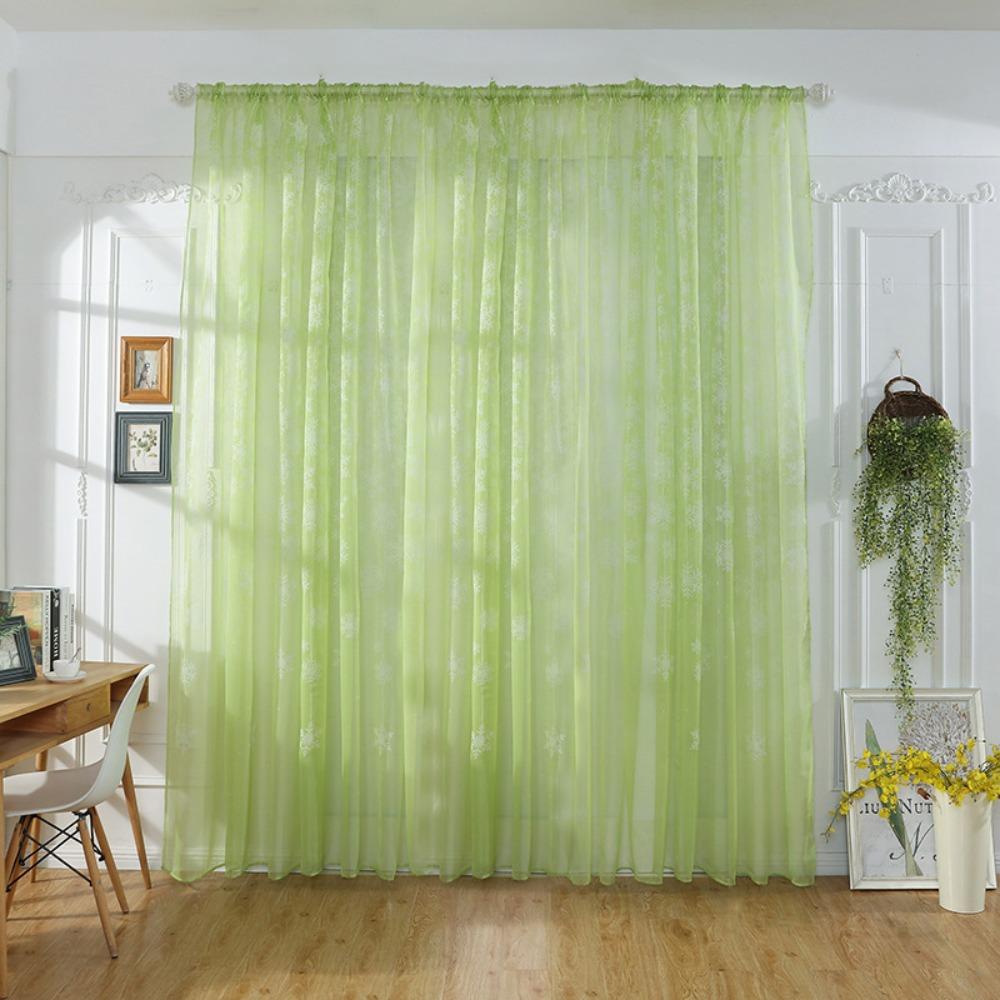 

Полупрозрачные шторы-вуаль «Снежинка» Романтическая прозрачная занавеска Тюлевая занавеска Гостиная 100*270CM зелёный