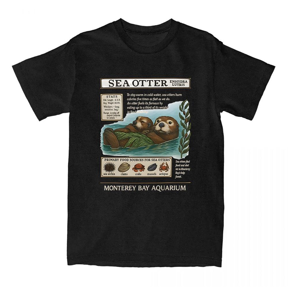Unisex Tees Monterey Bay Aquarium Sea Otter Tshirts Cartoon Funny Graphic Printing Tshirt Unisex Streetwear Cotton Loose T Shirt