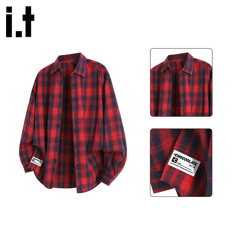 CHOCOOLATEit Men s American Style Plaid Stripe Long-Sleeve Shirt 3XL