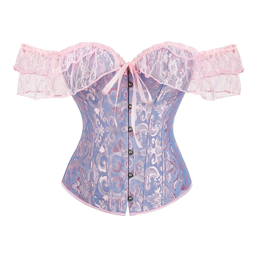 Breathable Polyester Lace Corset Top Adjustable Ties And Elegant Off Shoulder Design Traditional Blossomy Bustier Top
