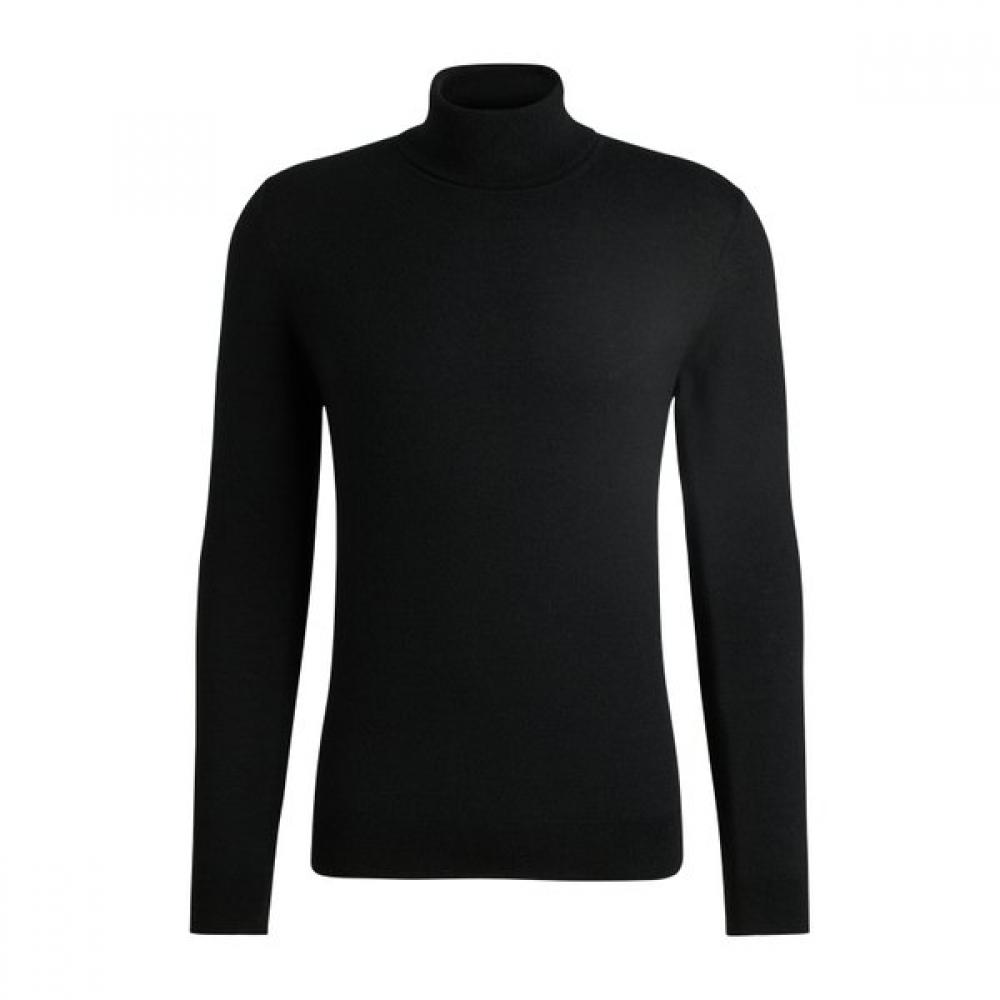 BOSS Cashmere Roll Neck Knit Sweater Black 50501624001