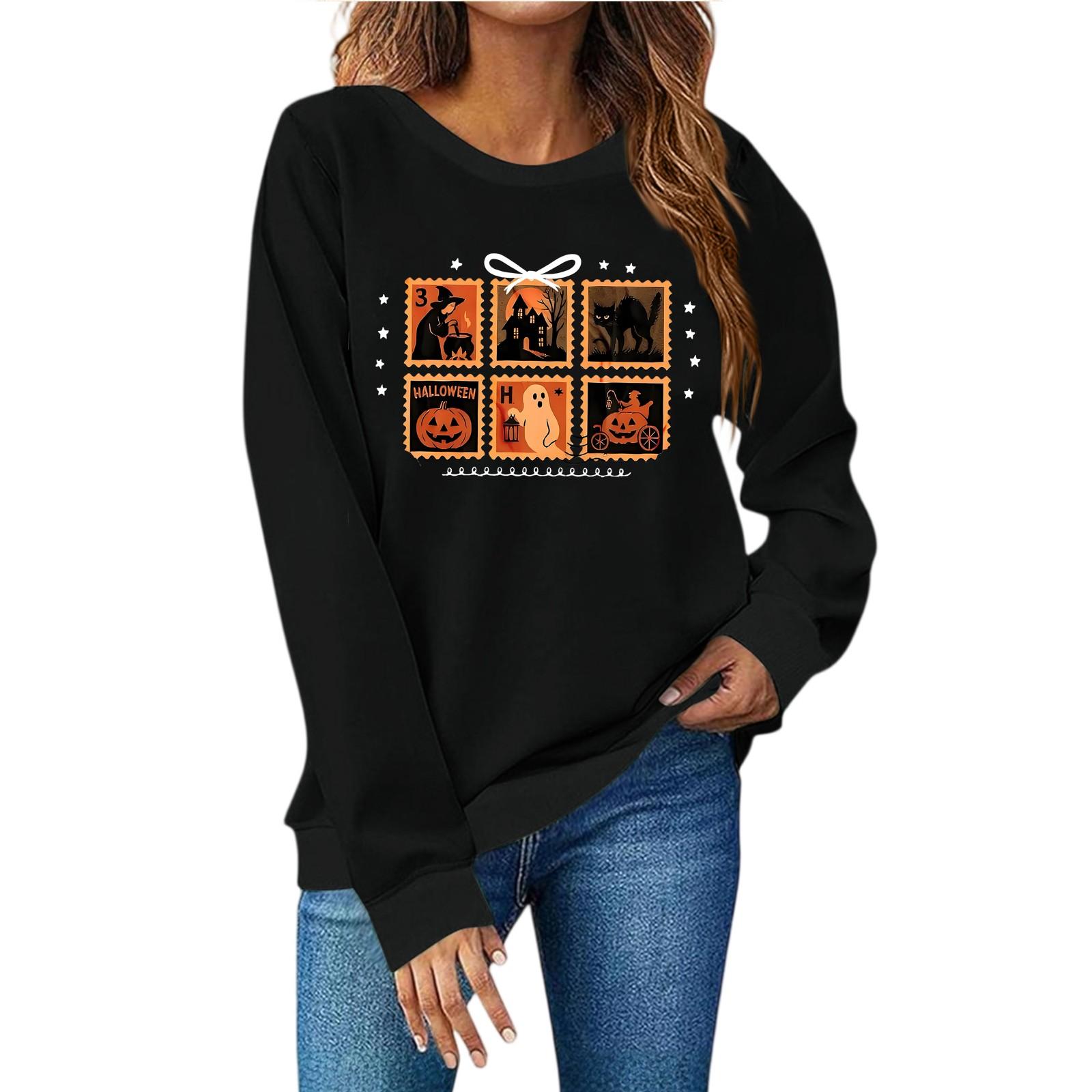 

Жіночий модний повсякденний світшот з принтом, з довгим рукавом і круглим вирізом L чорний