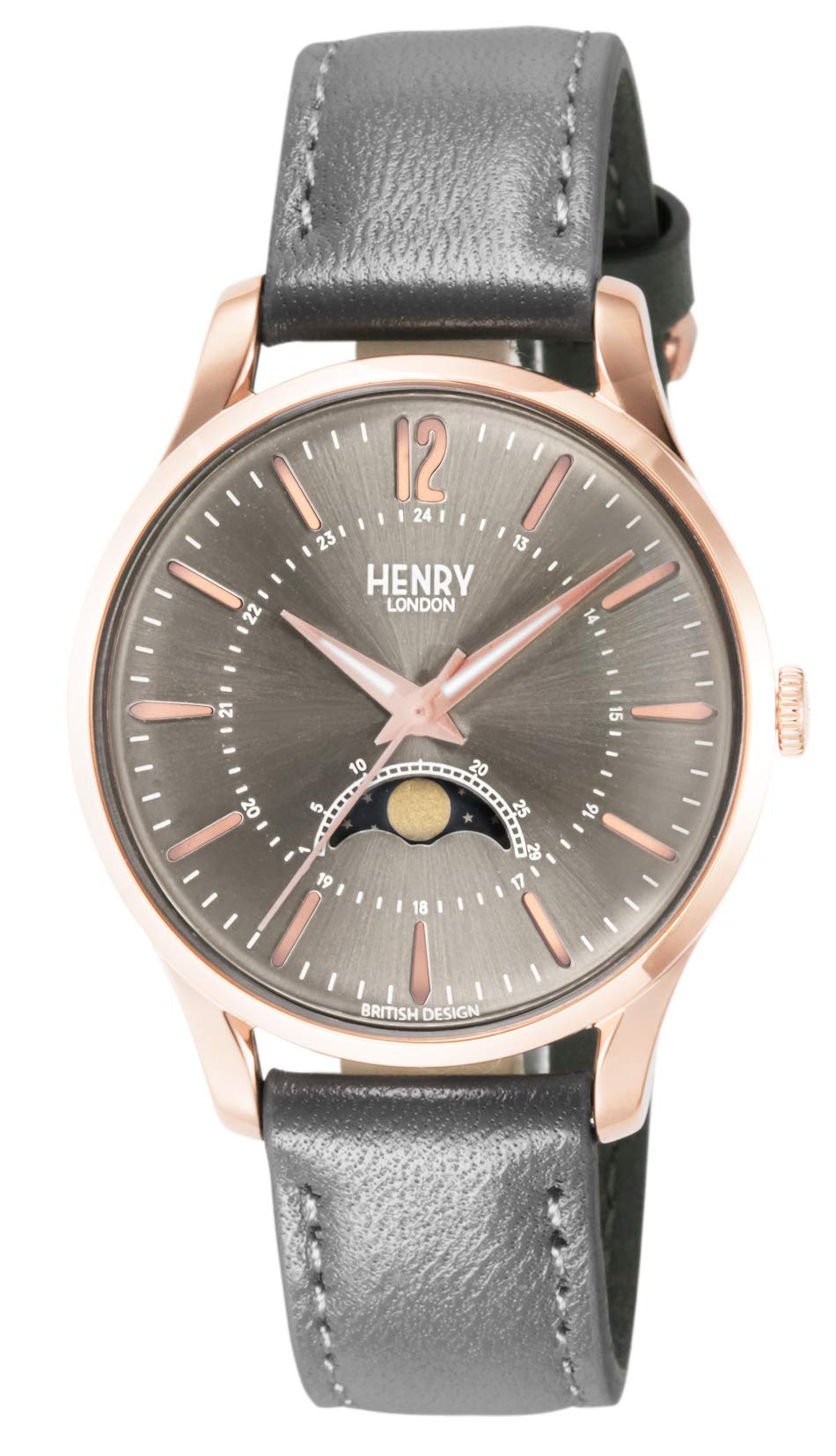 

Grey Stainless Moon London Watch Official White [Henry London] Wristwatch, Dial, Steel, Quartz, Phase, 34mm, London, England, HL34-LS-0424, Import,