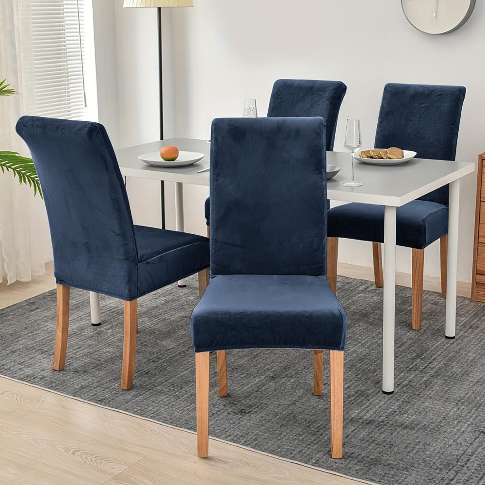 1/4pcs Velvet Chair Covers Dining Room Elastic Soft Seat Cover Solid Color Dustproof Furniture Protector Restaurant Banquet Home