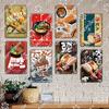 Japanese Drinks Foods Tin Signs, Sweet Shrimp Vintage Poster, Retro Noodles Sushi Metal Plaque, Izakaya Pub Kitchen Wall Decor