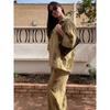 New Linen Tie-dye Print Long Pants Sets For Women Lapel Half Sleeve Single Breasted Shirts Drawstring Wide Leg Pant 2 Pieces Set