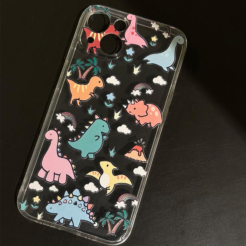 Cartoon Little Dinosaur Fits iPhone 15 Pro Max iPhone Cases, 16/17 Transparent, 13/14 Transparent, Drop-proof