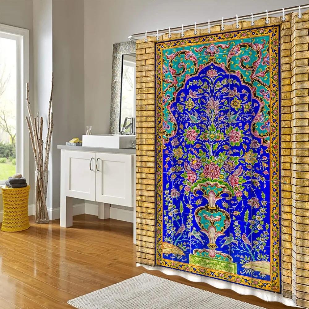 Arco Arabo Marocco Porte Antiche Tenda da Doccia Legno Vecchio Vintage Fattoria Porta Camera da Letto Tende con Motivo Porta Arredamento Bagno