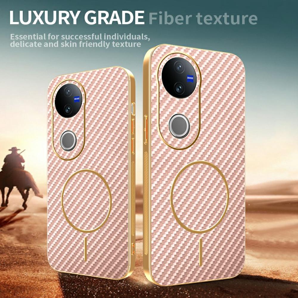 For Vivo V5 Phone Case Carbon Fiber Textured Electroplated TPU Back Cover