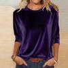Top alla moda in velluto a maniche lunghe da donna, tinta unita, pullover, maglietta, oro