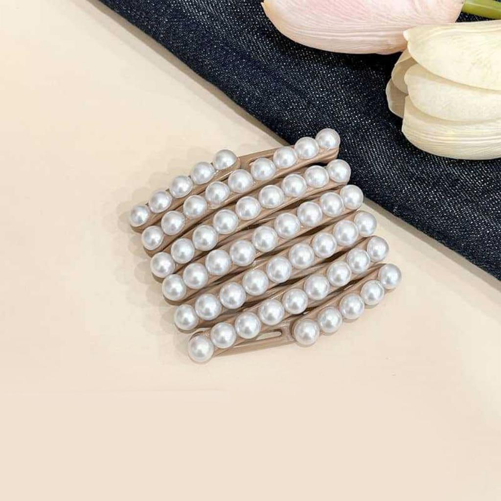 Korean Fashion Portable Hair Hoop For Women Foldable Headband With Anti Slip Designs And Faux Pearls Decoration