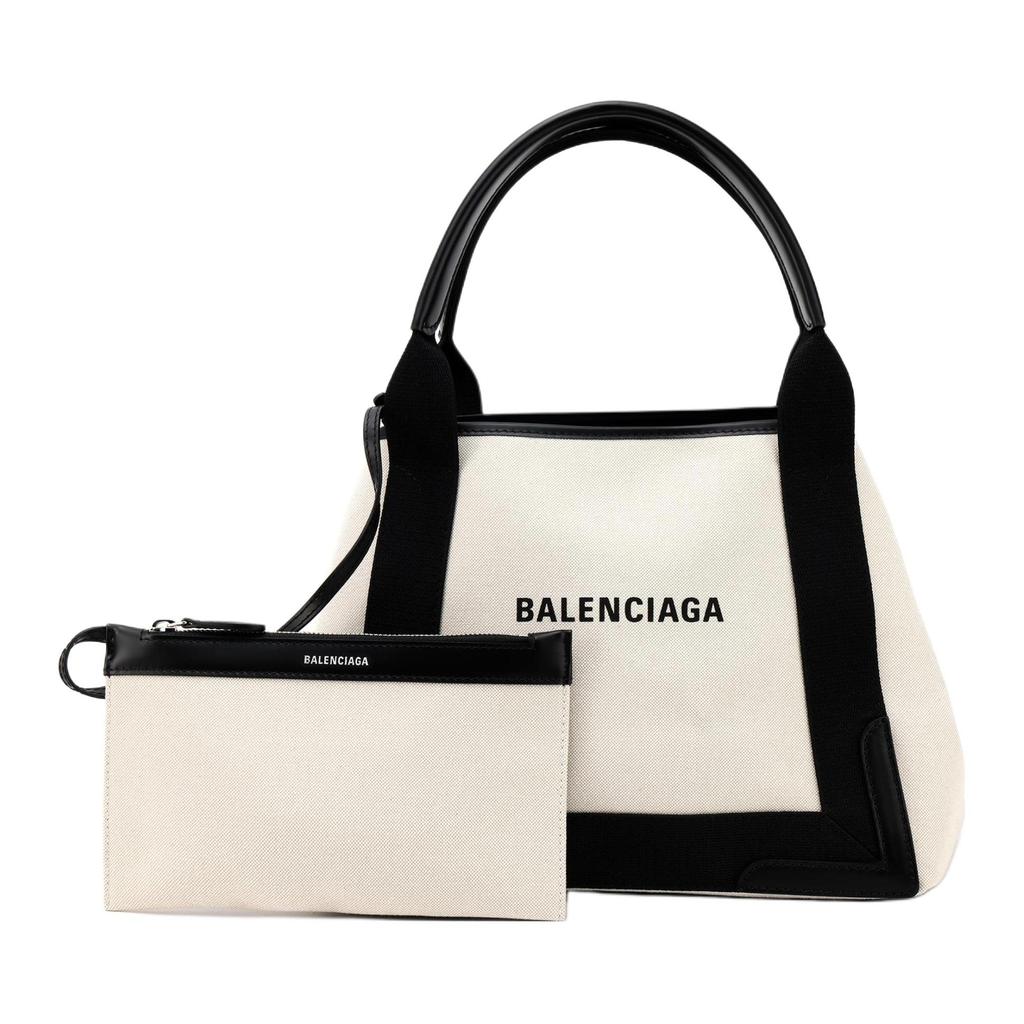 Balenciaga Malá nákupní taška Cabas Přírodní/Černá Dámské Tote_bags Krémová 339933-2HH3N-9260