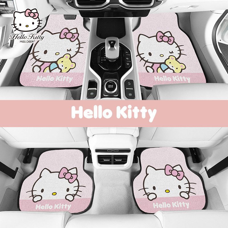 Hellokitty Car Foot Mat Filiform Pad Single Piece Neutral Protective Car Non Slip Carpet Foot Mat Anti-Dirty Mat